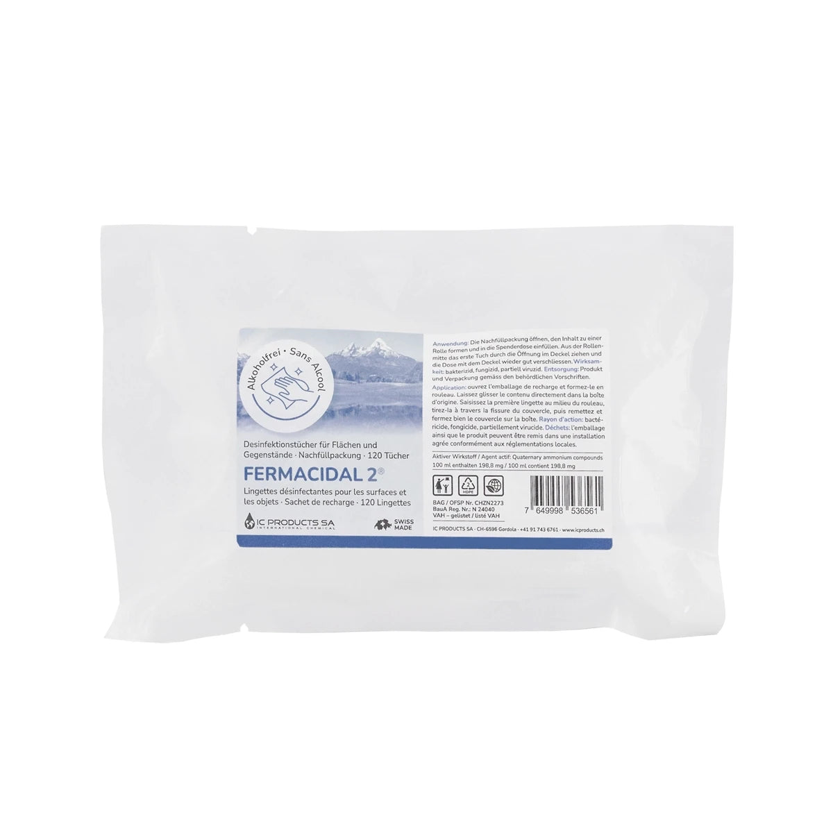 Fermacidal 2 - ricarica salviette disinfettanti superfici e strumenti · 120 pz.