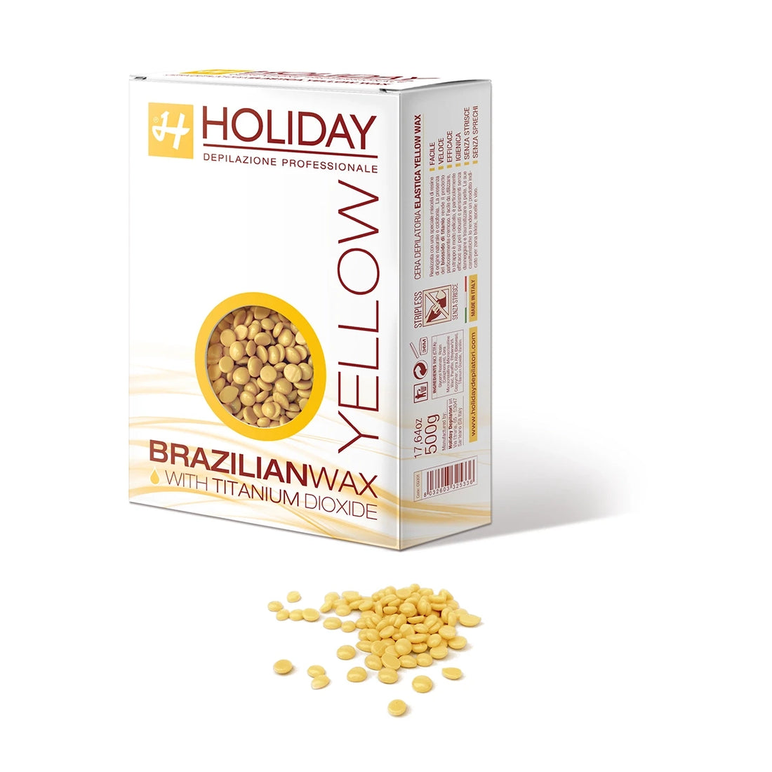 Cera epilatoria brasiliana elastica Yellow - burro di karité · perle 500 gr
