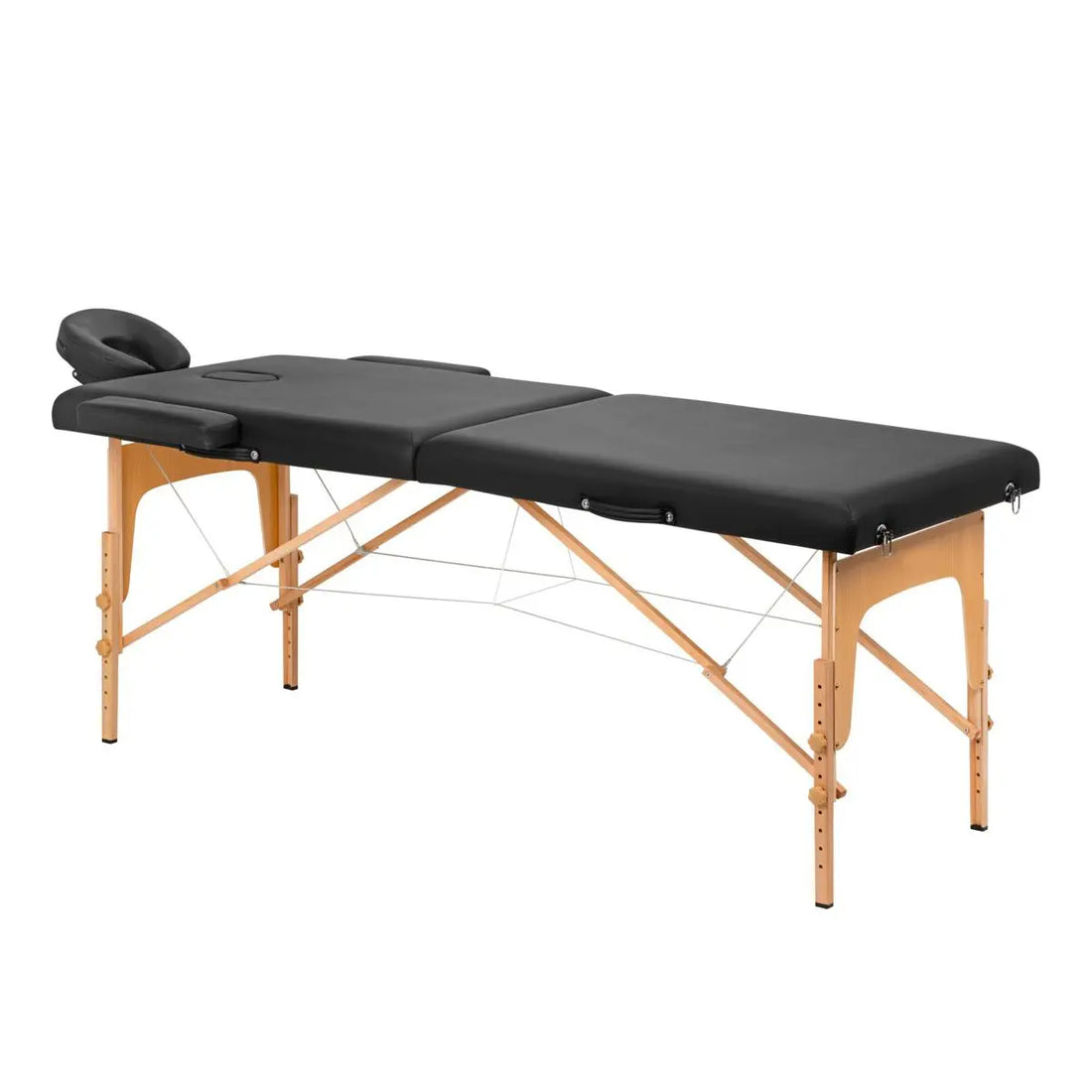 Lettino portatile in legno a 2 segmenti / nero